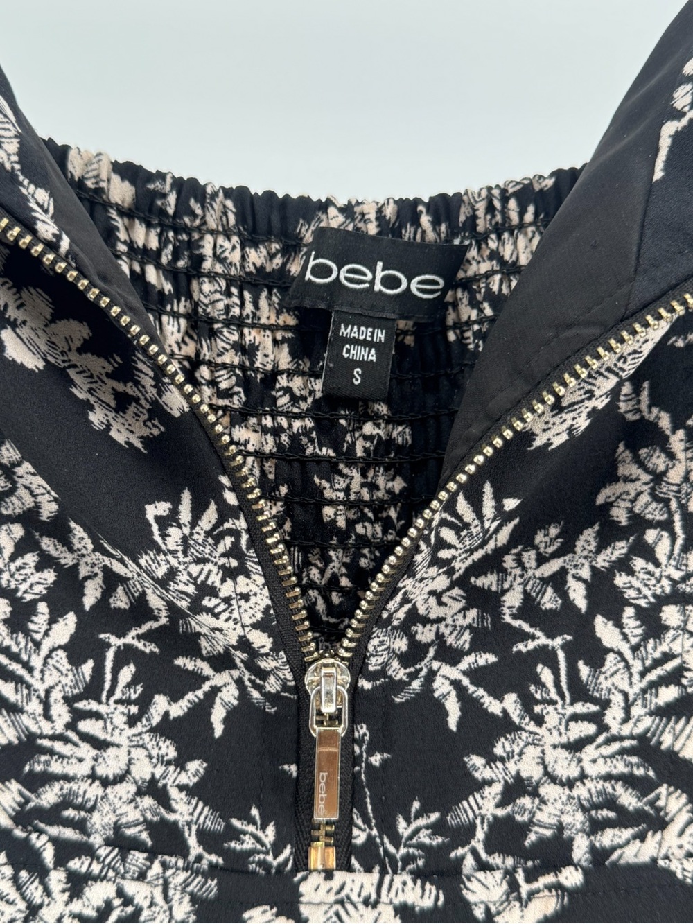 Bebe | Black Midi Dress with Gold Floral Detail - Picture 8 of 8